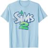 imageThe Sims Retro Distressed The Sims 2 Logo Video Game TShirtBaby Blue